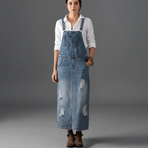Jetta Robe chasuble en denim délavé avec fente arrière