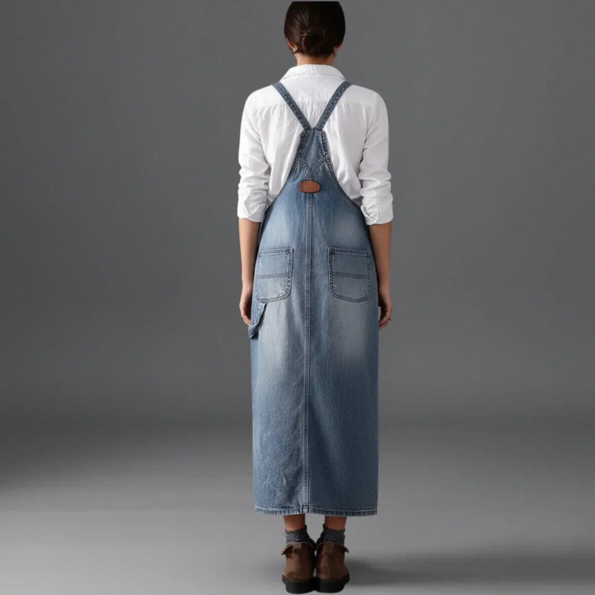 Jetta Robe chasuble en denim délavé avec fente arrière