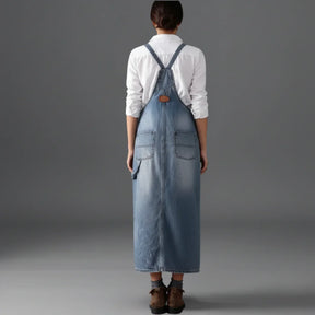 Jetta Robe chasuble en denim délavé avec fente arrière