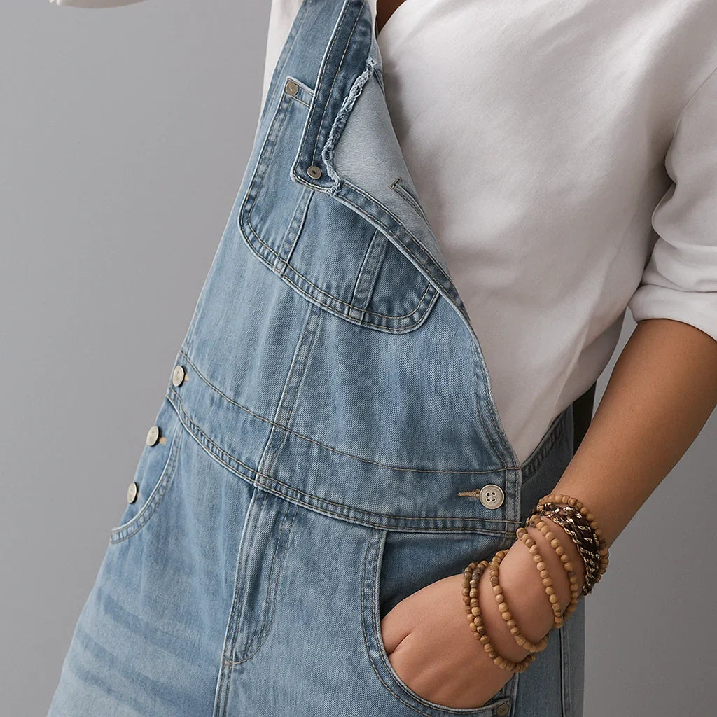 Jetta Robe chasuble en denim délavé avec fente arrière