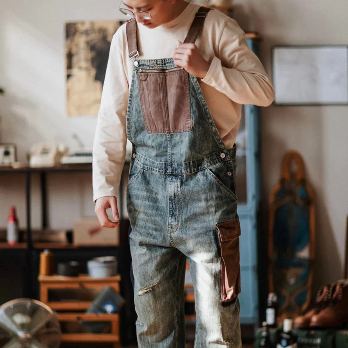Jetta Salopette en denim à empiècements contrastés
